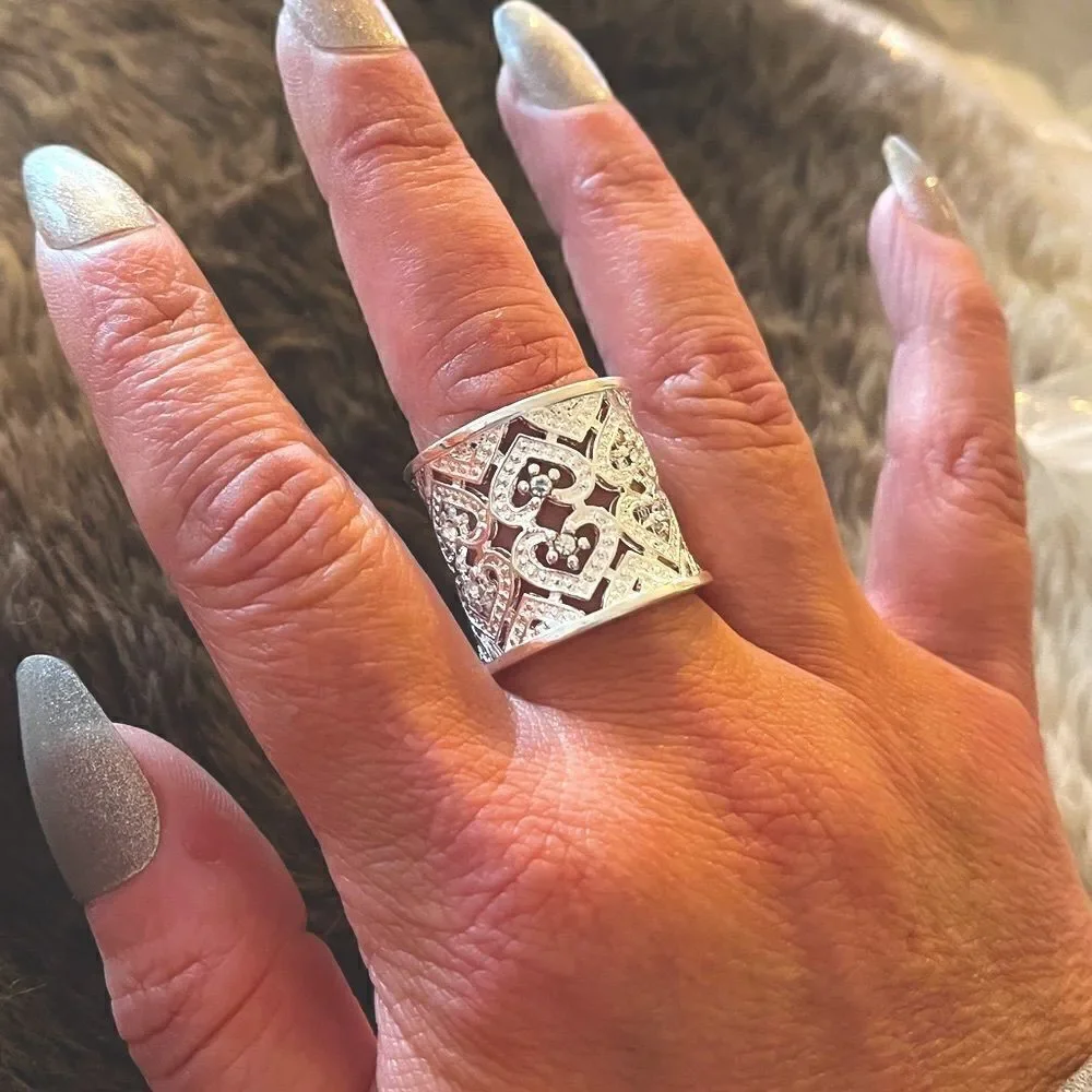 The Paris crystal accented heart cuff open ring